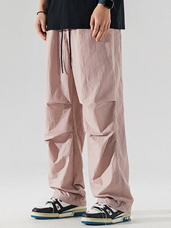 Herren-Hose mit plissiertem Kordelzug und weitem Bein-3