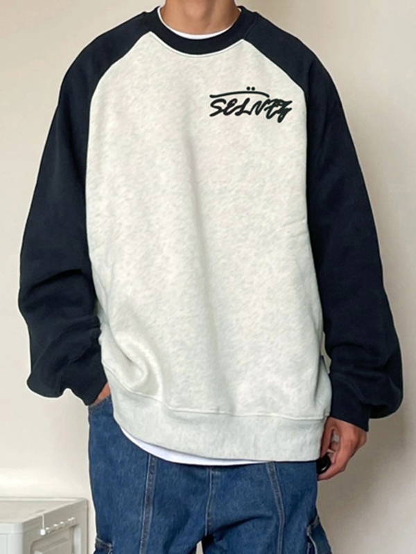 Loses Raglan-Sweatshirt mit Buchstaben-Print für Herren-2