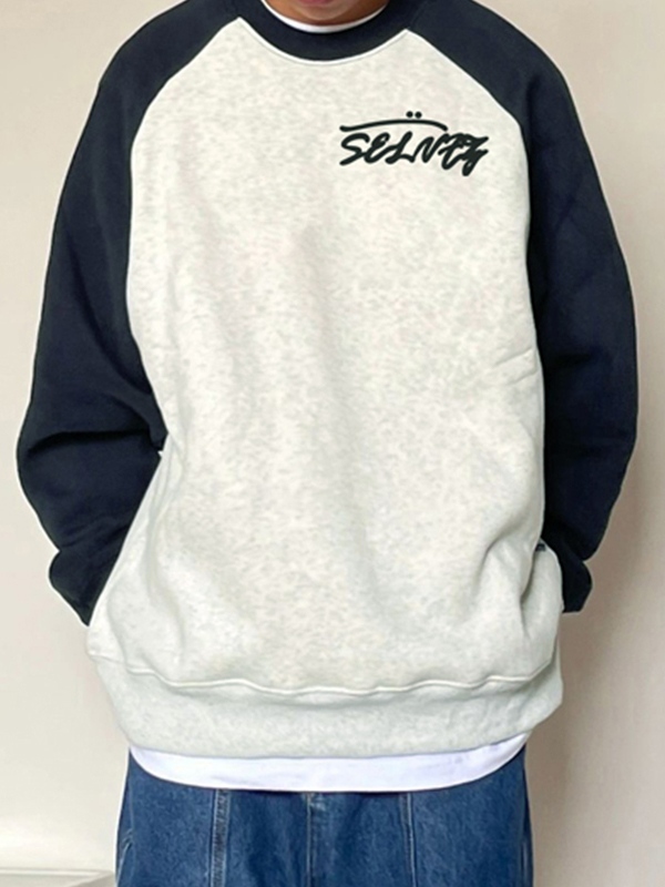 Loses Raglan-Sweatshirt mit Buchstaben-Print für Herren-1