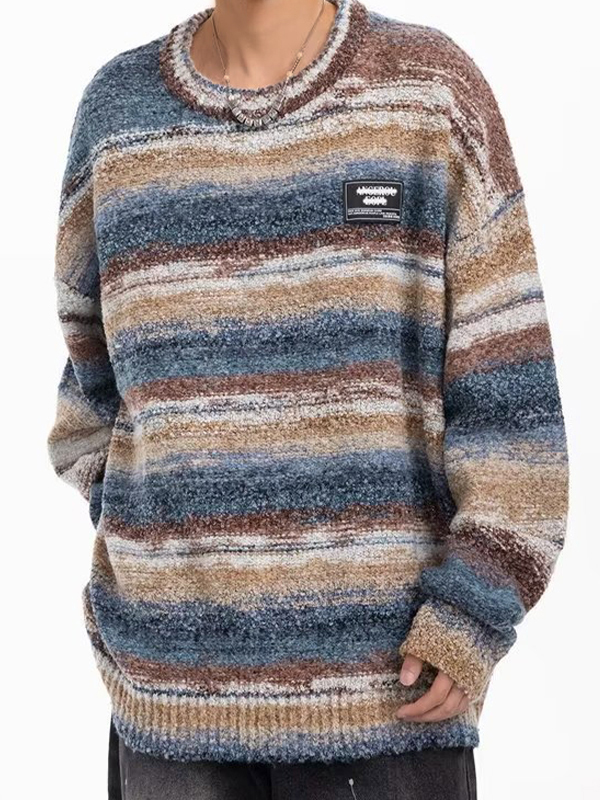 Strickpullover mit kontrastfarbenen Streifen für Herren-1