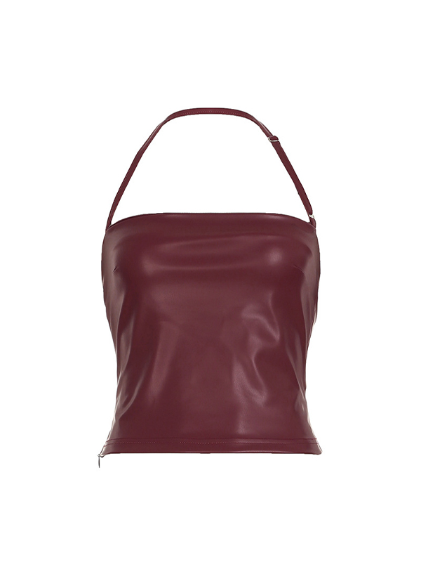 Verstellbare, personalisierte Neckholderweste aus Leder-4
