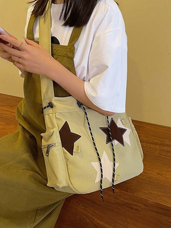 Canvas-Tasche mit kontrastierendem Stern-Print-2