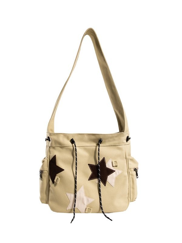 Canvas-Tasche mit kontrastierendem Stern-Print-3