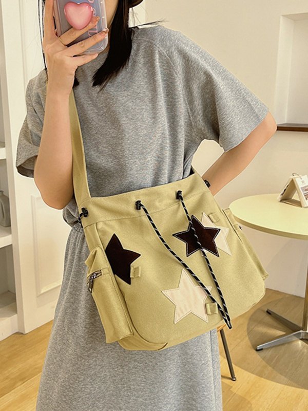 Canvas-Tasche mit kontrastierendem Stern-Print-1
