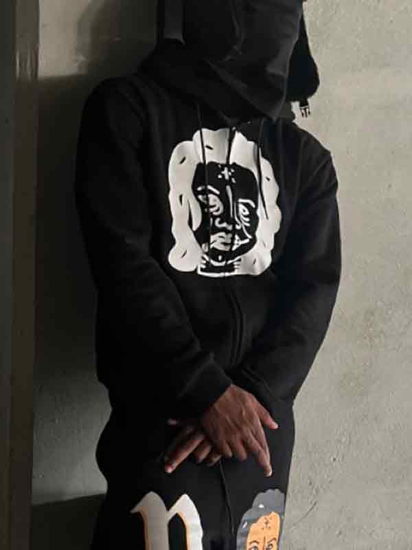 Übergroßer Kapuzenpullover mit lustigem Street-Print für Herren-3