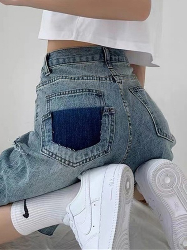 Knielange Denim-Shorts mit ungesäumtem Saum-1